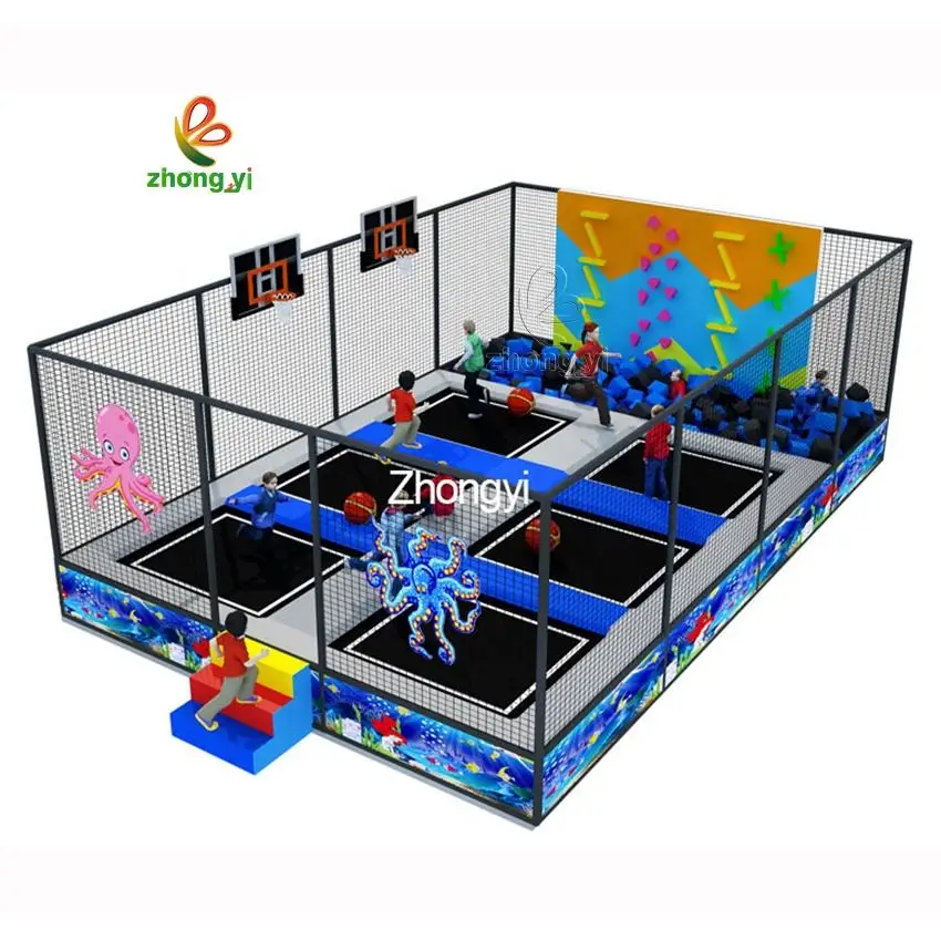 Custom Design Kids Indoor Fitness Sport Trampoline Gymnastics Jumping Arena China Commercial Big Indoor Trampoline Park for Sale