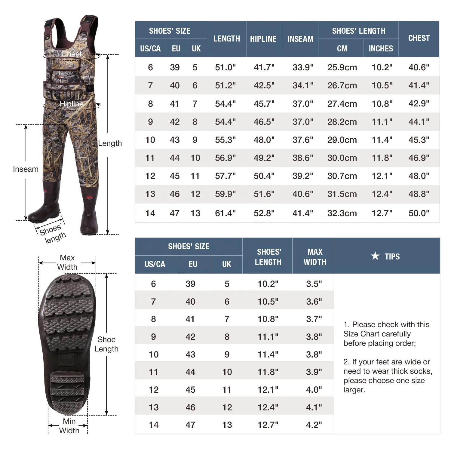 Heated Hunting Waders Neoprene Camo Chest Waders for Men with 1600 Gram Insulated Rubber Boots Durable & Warm
