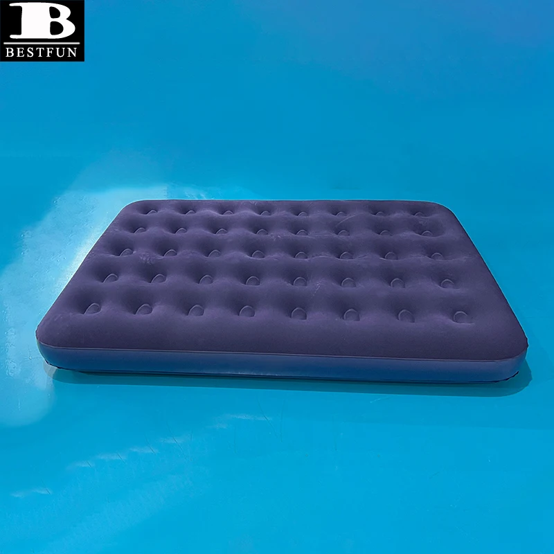 downy flocked surface full size inflatable air mattress bed sleeping pad portable camping airbed furniture for outdoor, tent