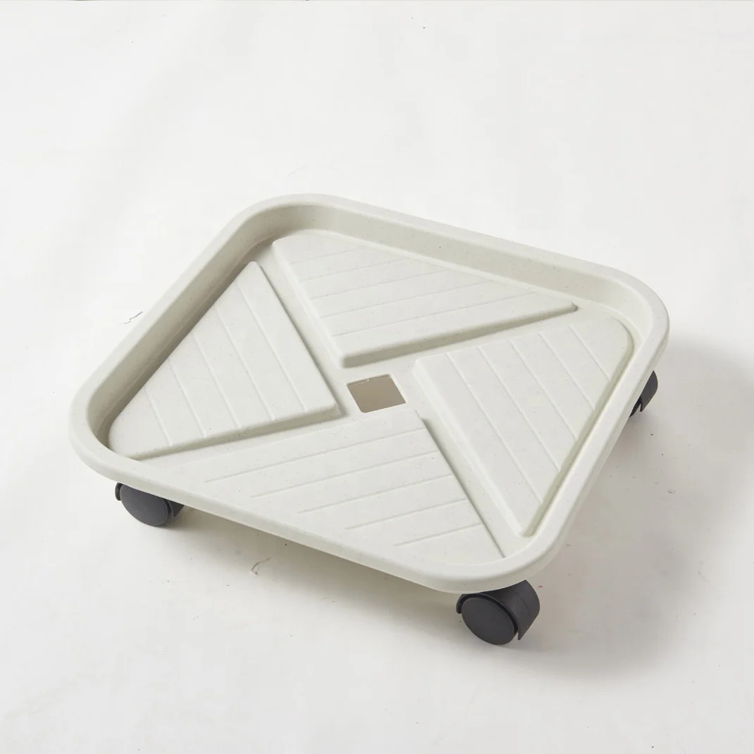 Открытый прочный большой белый квадратный пластиковый горшок для цветов тарелки на колесиках лотки для переноски