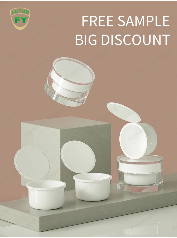 Double Wall Refillable Cosmetic Containers Face Body Butter Empty Plastic Acrylic Double Layer Cream Jar