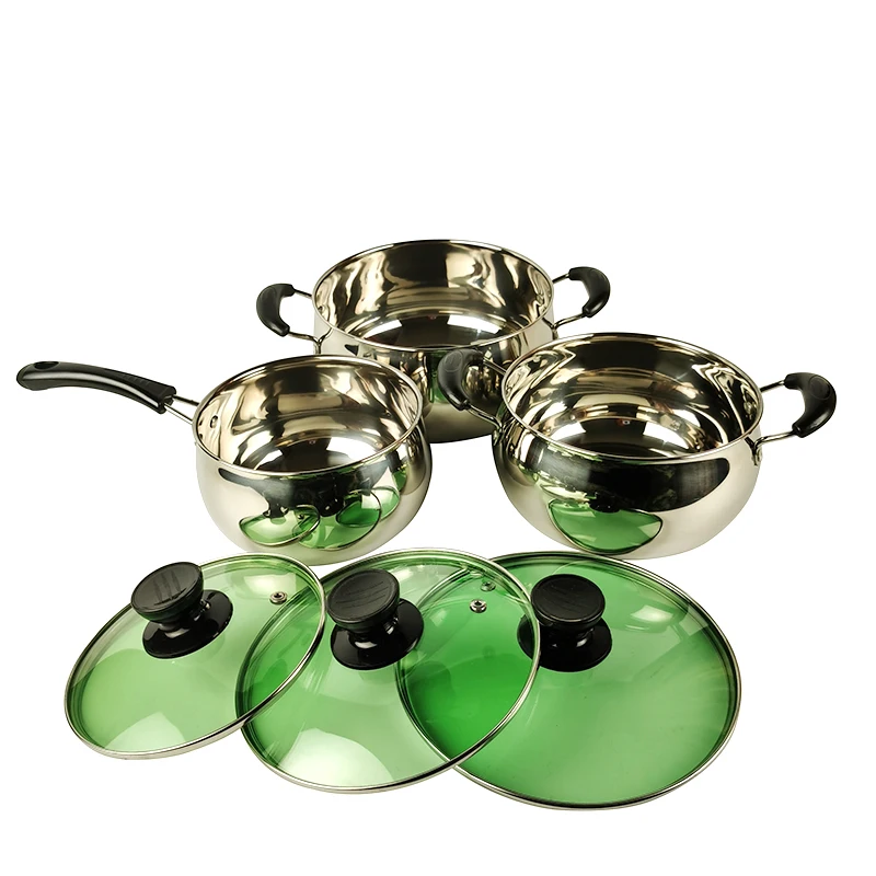 Fast Delivery Home Kitchen Utensils Thick Capsule Bottom Stainless Steel Cookware Cooking Pot Sets