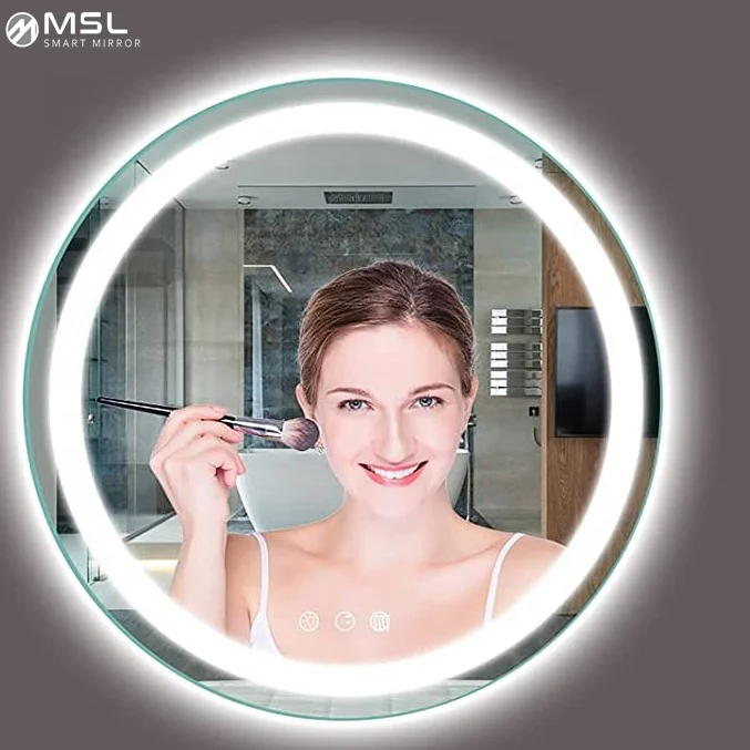 2021 pretty see lighted makeup mirrors touch screen 16 leds round cosmetic mirror magnifying mirrors