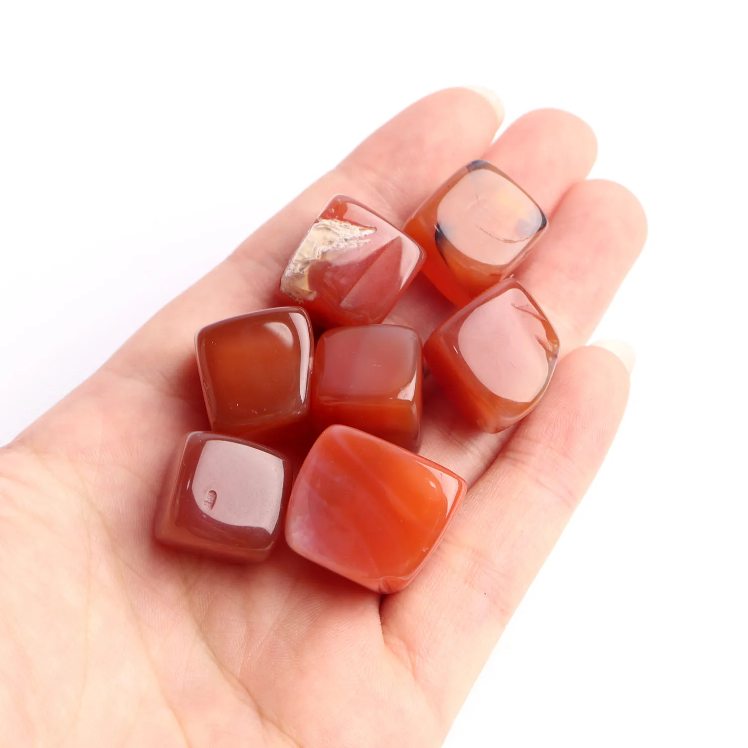 Natural Quartz Mini Square Healing Tumbled Stone Red Agate Cube Crystal For Home Decoration Collection