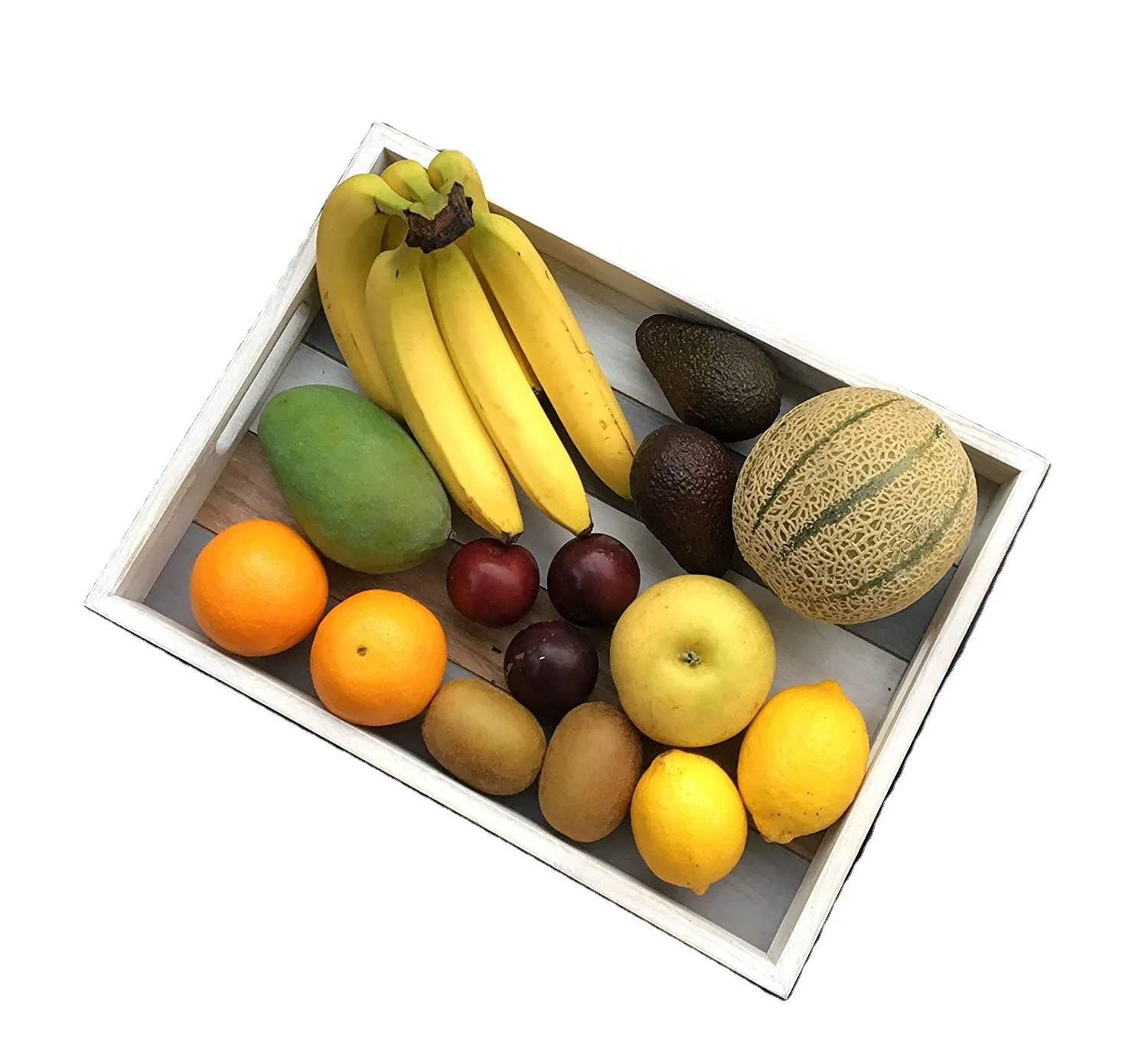 
Rustic Wooden Serving Tray for Ottoman Coffee Table 