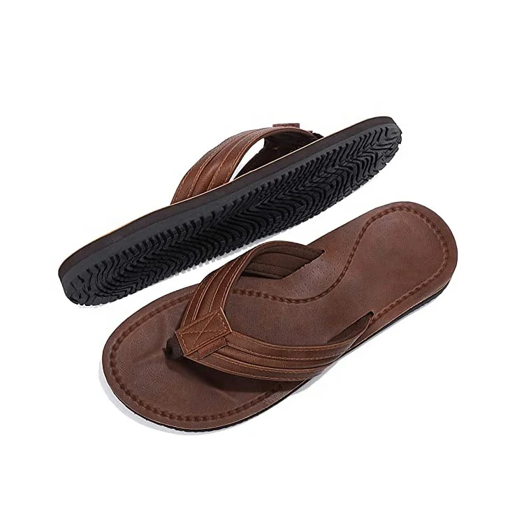 Flip Flops Mens Thong Sandals Leather Casual Comfort Flat Slides Slippers
