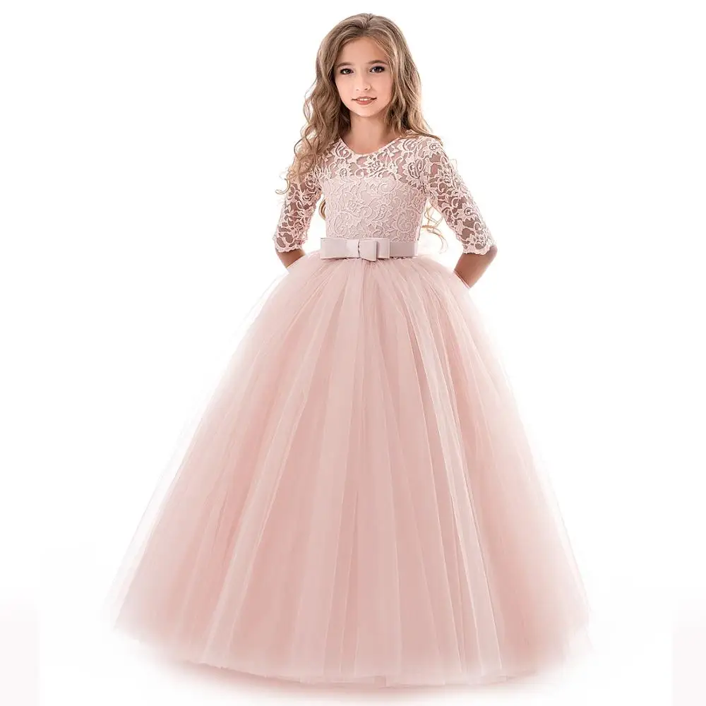 
Kids Bridesmaid Lace Girls Dress For Wedding Party Dresses Evening Girl long Costume Princess Children Fancy 5 - 14Y Y10670 