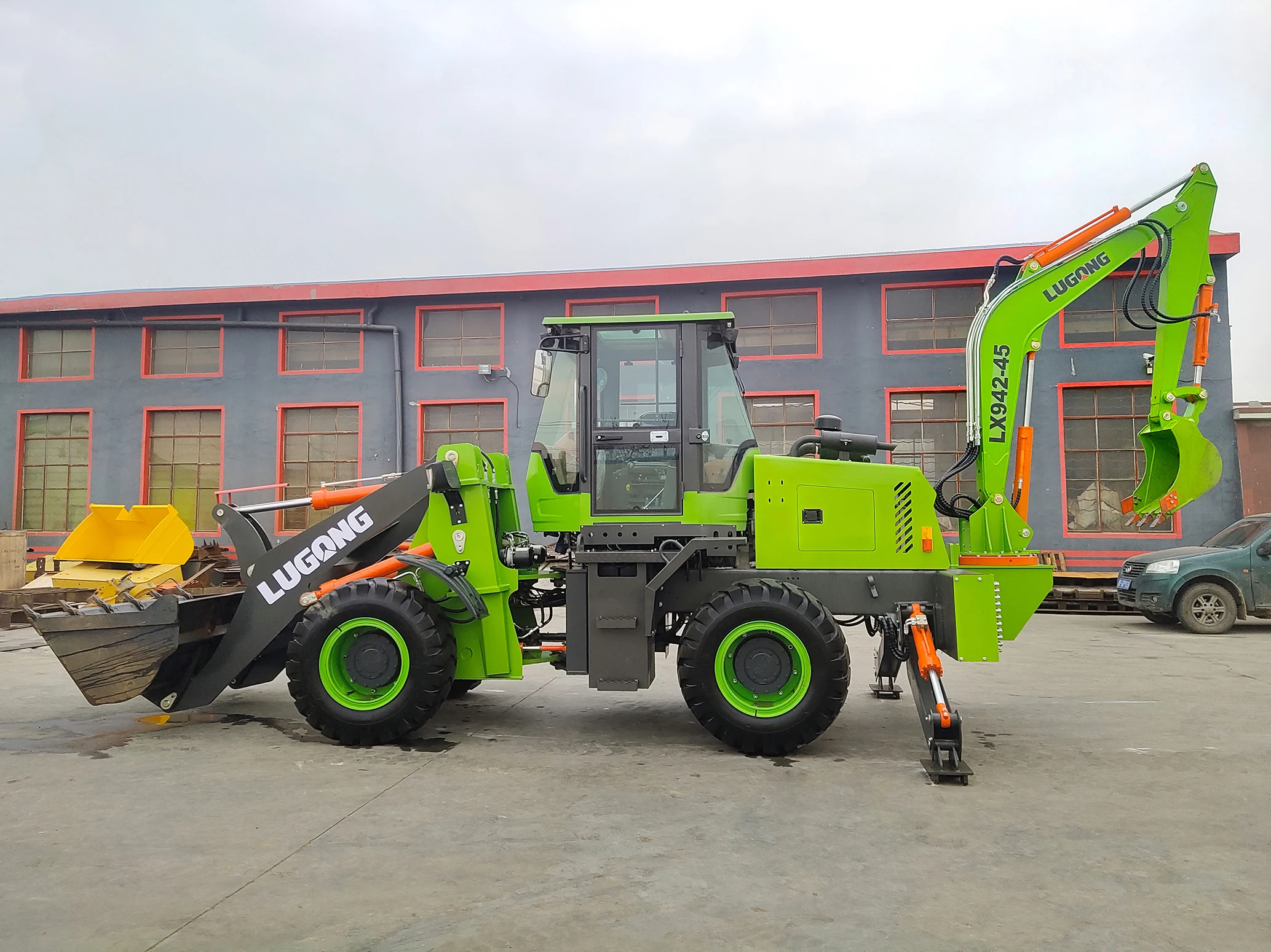 LUGONG LX942-45 2 Ton Hydrodynamic Transmission Backhoe Loader with One Year Warranty