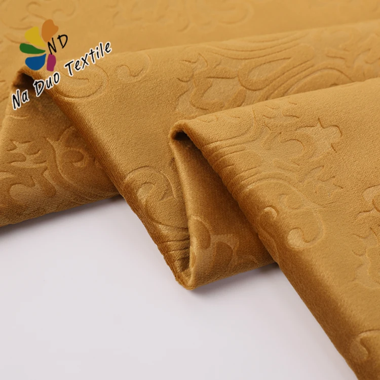 Wholesale quality polyester embossed blue velvet fabric price per meter