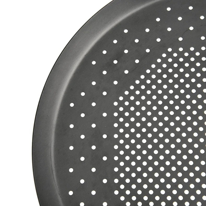 7.5 Inch Round Pizza Baking Tray Anodized Hard Film Aluminum Perforated Pan
