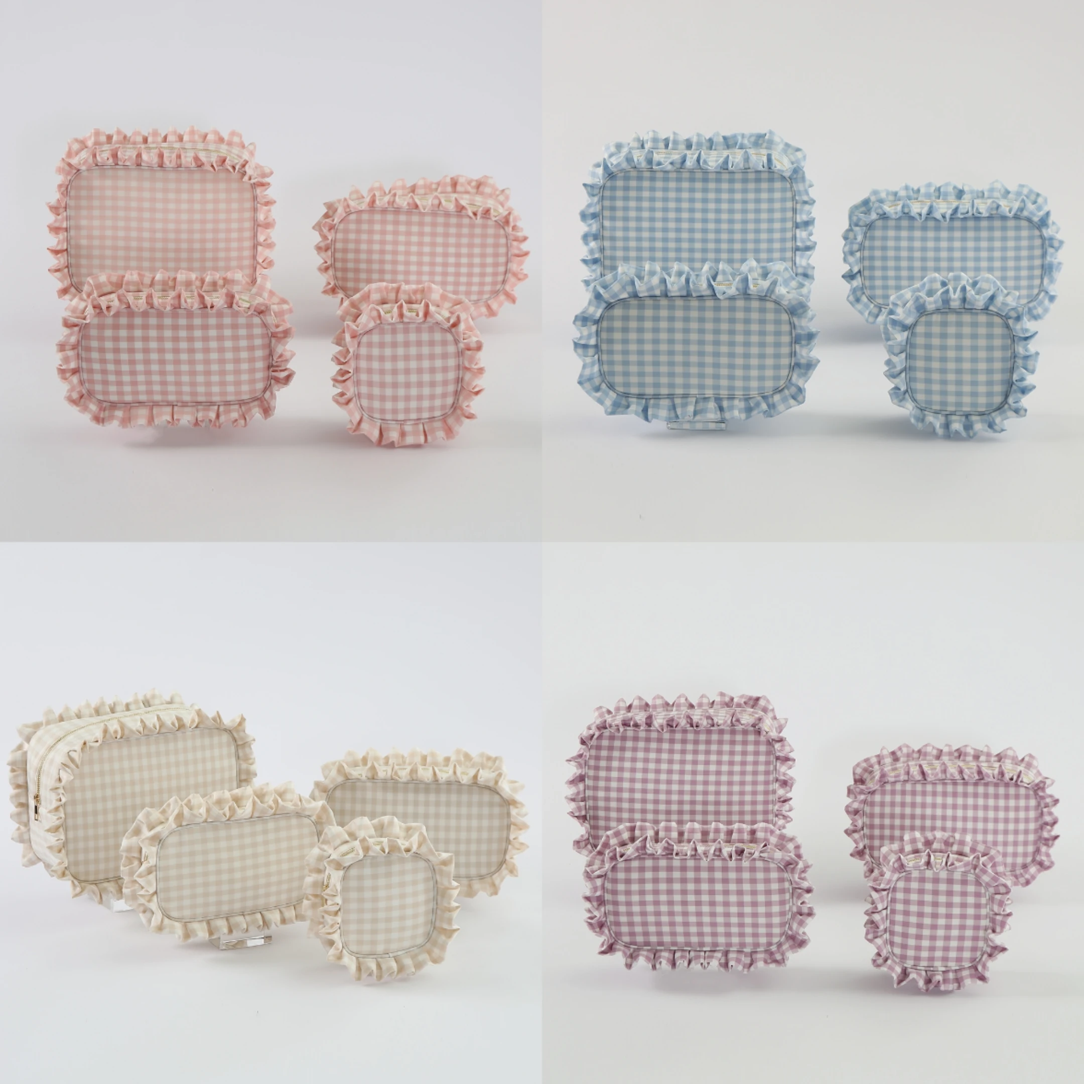 Factory Wholesale Cute Cosmetic Bags Ruffle Full Series Travel Cosmetic Bags Travel Portable Large Capacity Cosmetic Bag Set