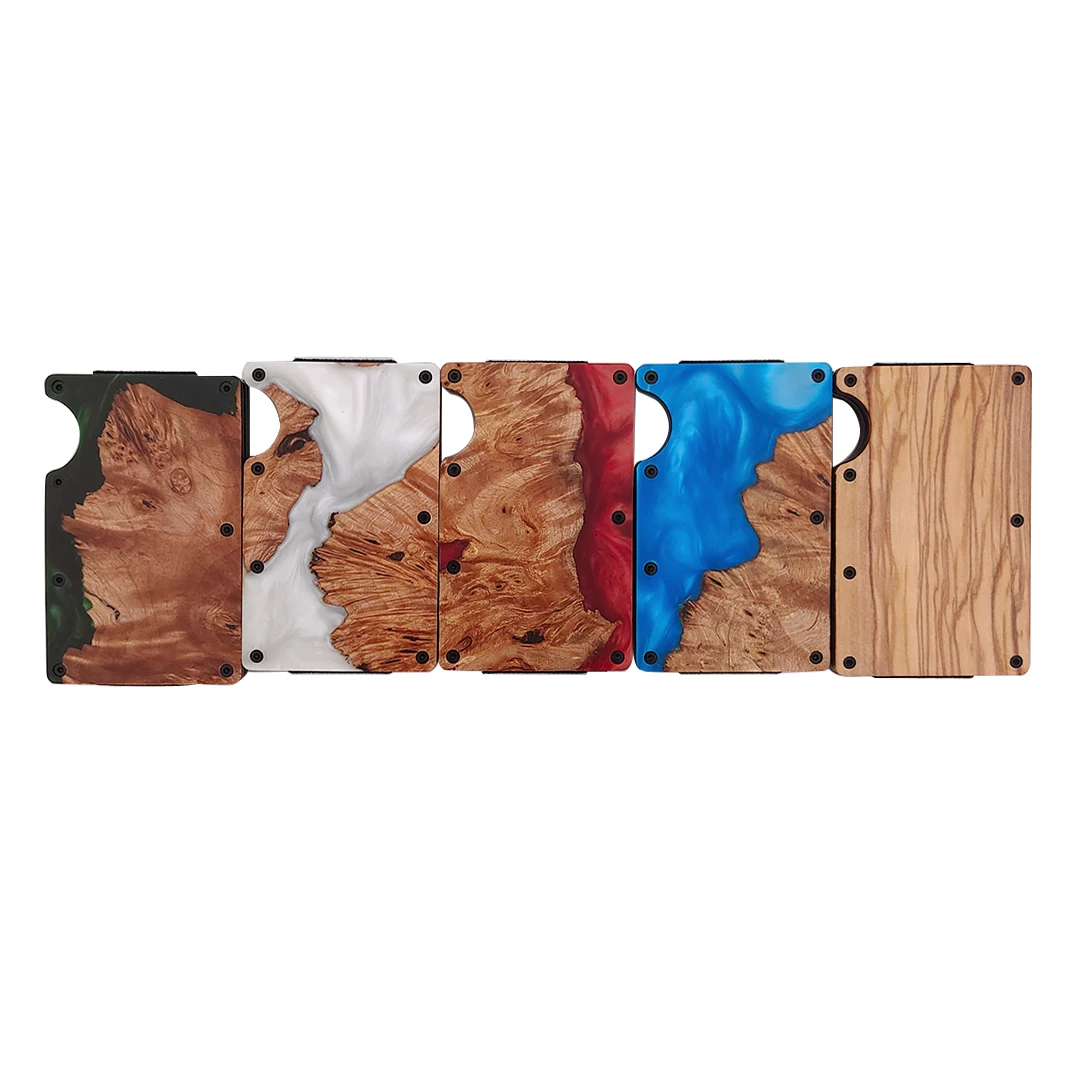 Slim Wood-Resin Wallet with Money Clip - RFID Blocking Modern Credit Card ID Holder