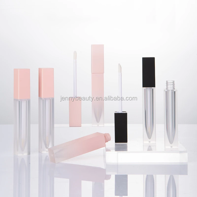 
7ml Empty lipgloss tubes custom black pink lip gloss bottle cosmetic packaging 