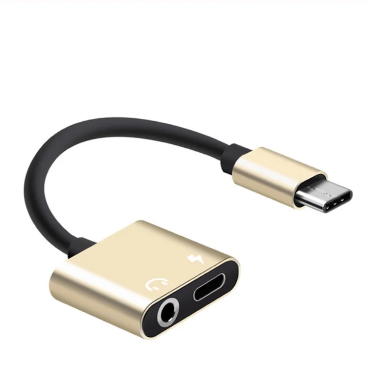 2 in 1 Type C to 3.5mm Audio Jack Headphone Adapter compatible with Analog smartphones with Braided Cable Aluminum