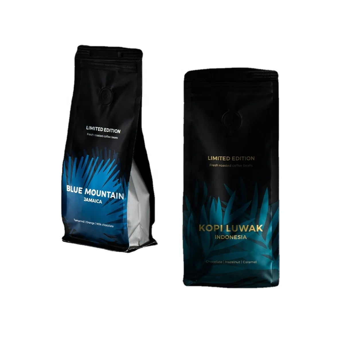 500g oneway valve matte black coffee bag ethiopia fresh roasted coffee beans package bag