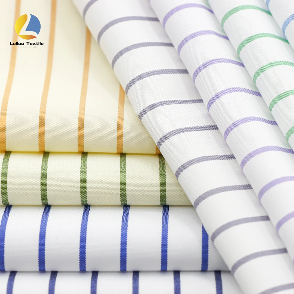 Online Wholesale Fabric Business Casual Pinstripe Shirts Fabric 50% Polyester 50% Cotton Casual Plain Stripe Fabric For Garments