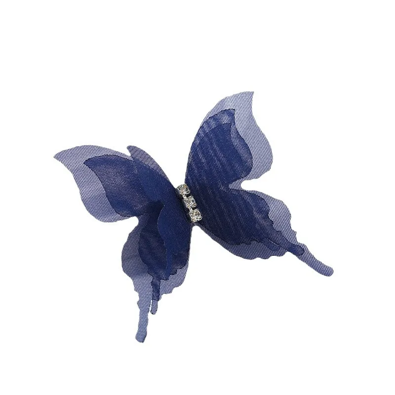 Handmade Multi-Layer Three-Dimensional Colorful Textile Big Yellow Butterfly Brooch for Women