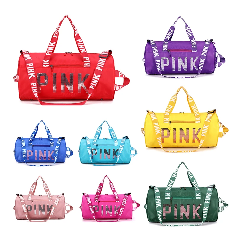 HZAILU custom luxury pink waterproof polyester women weekender Overnight gym Fitness duffle sport travel bag