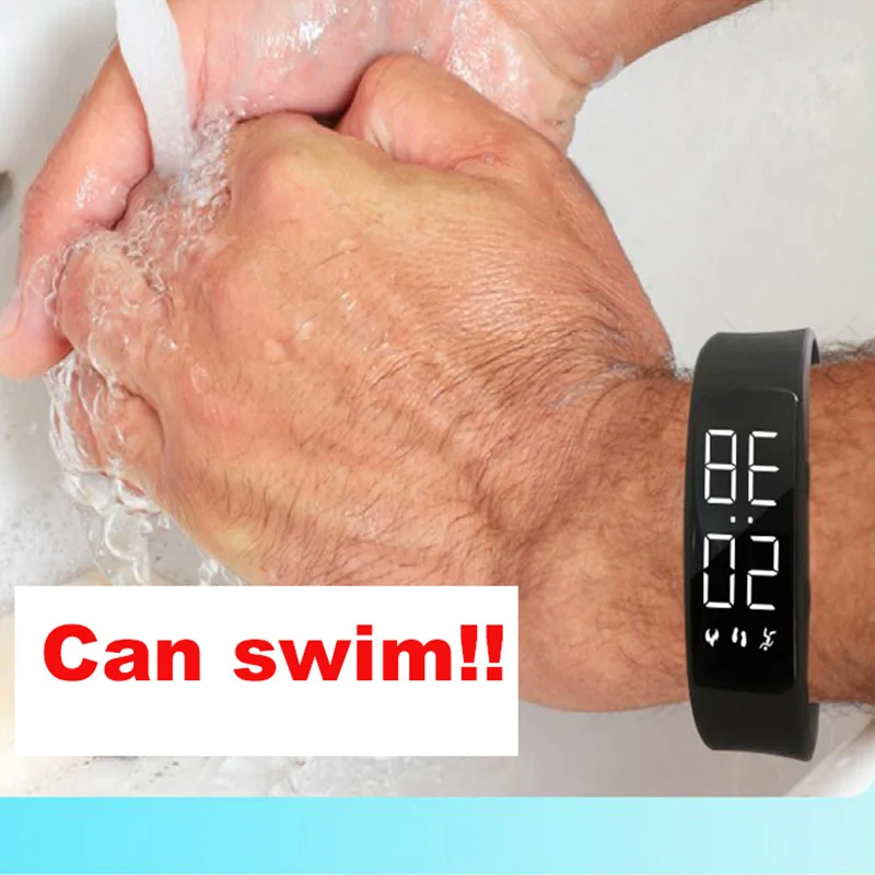 Waterproof Swimming Fitness Smart Bracelet Sports Distance Digital Pedometer Calorie Virtual Led clock Wrist