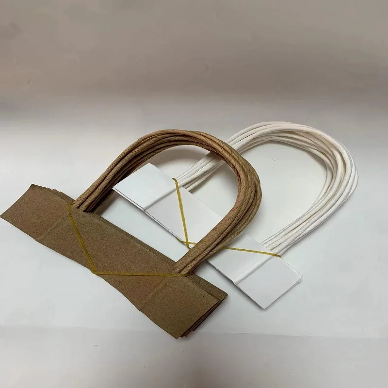 Twisted handle for bulk shopping paper bags used to make bags