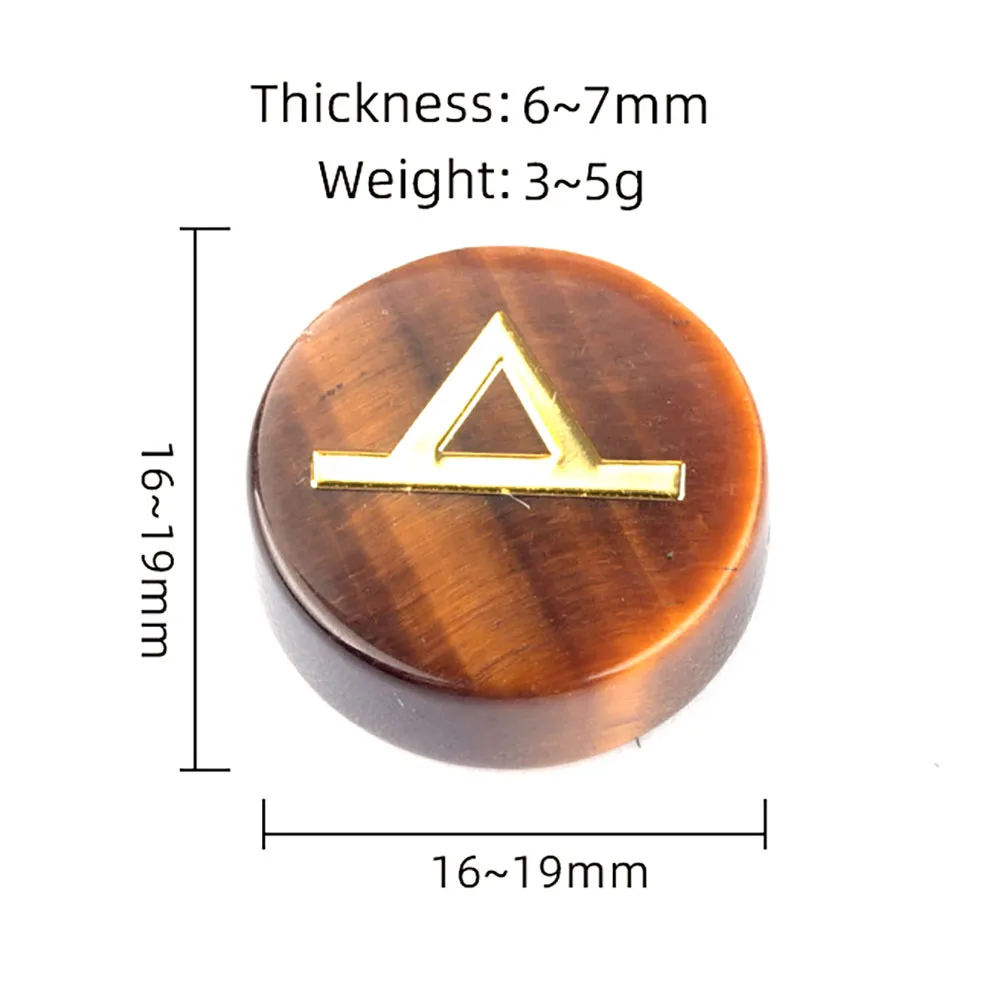 25 pcs each packs of runes crystal carving natural crystal runes letter round tablet set Nordic Germanic
