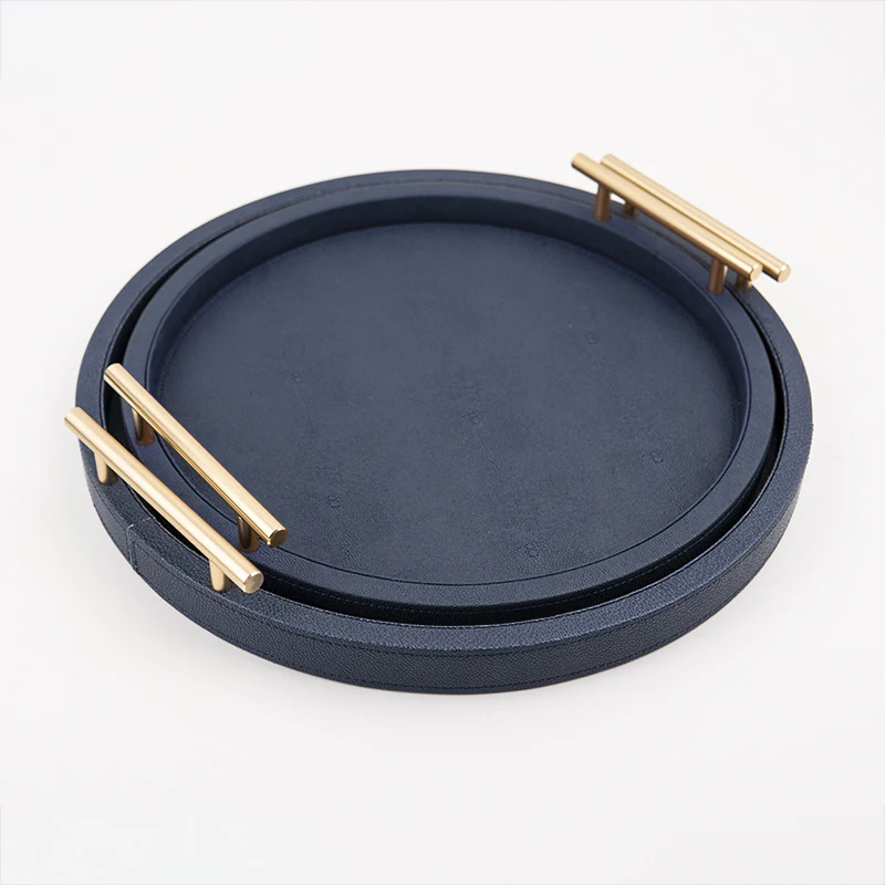 Luxury wooden trays set serving MDF wooden round serving tray with handles For  Dinner Plate Bread Fruit Cake Food Serving Tray