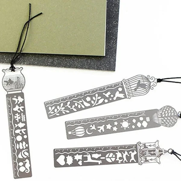 Custom DIY Assorted Designs Drawing Stainless Steel Engraved Ruler Note Stencil Metal Templates Stencils