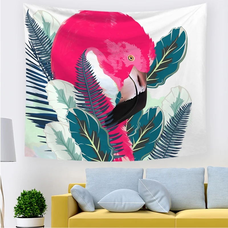 Wholesale Ins Hot Leaves Flamingo Wholesale Custom Digital Printed Tropical Tapestry (62224935191)
