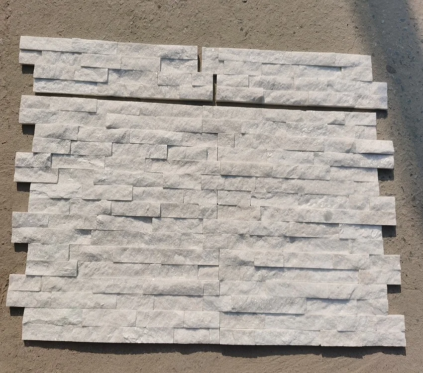 Nature White Quartzite Stacked Stone Wall Cladding Panels