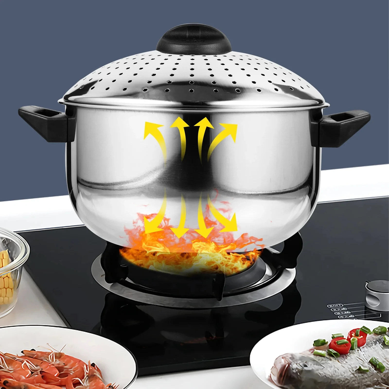 Stainless Steel Noodle Cooking Pot Pasta Pot With Strainer Lid Spaghetti Pot For Home Restaurant Set Pans thick bottom Cookware