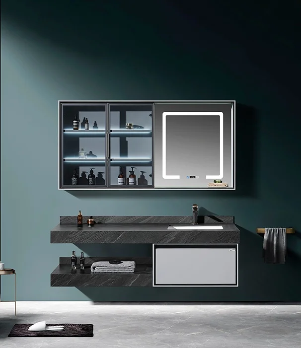 Большой роскошный мраморный шкаф из нержавеющей стали для ванной комнаты мебель туалетный