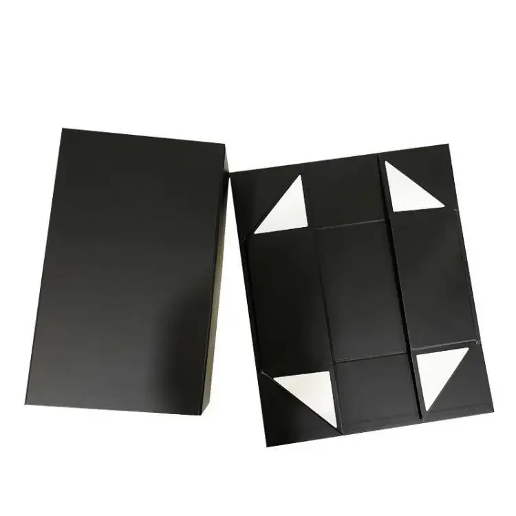 Wholesale Custom Logo Fancy Black Magnetic Cardboard Boxes Folding Gift Box With Lid