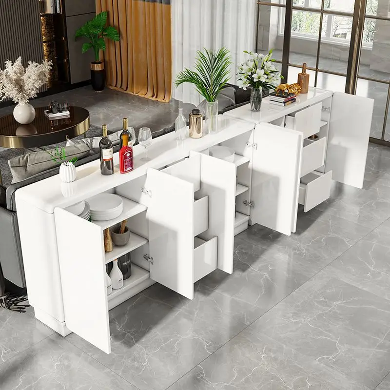 Custom Design Hot Seller with Tableware Display Cabinet Living Room Sideboard High-end White Wooden Modern Minimalist Locker