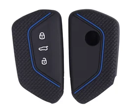 Hot embossed silicone rubber cover car key Case For VW Volkswagen Golf 8 Mk8 2020 Skoda 3 Buttons Smart Keyless Remote Cases