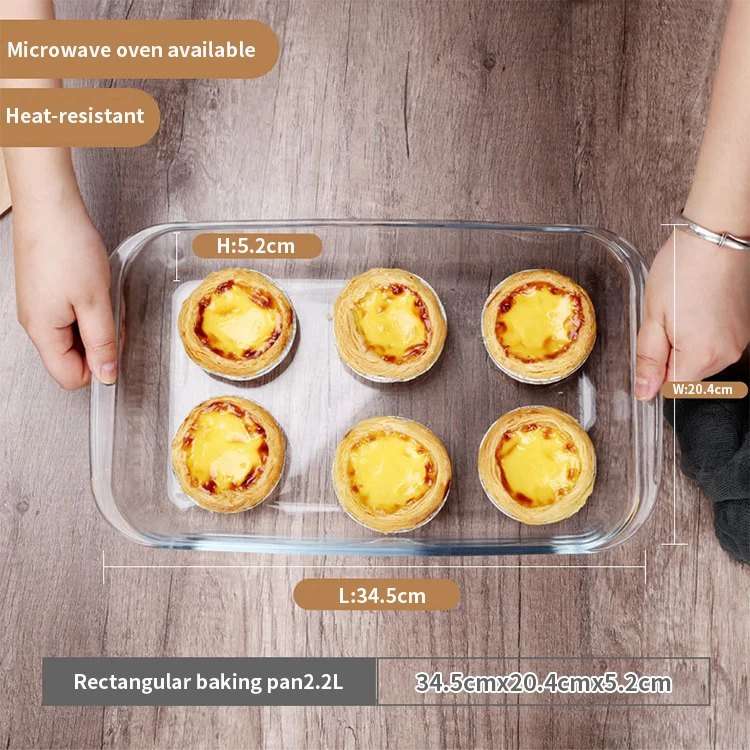 High quality modern bakeware clear borosilicate glass baking dish pans non-stick rectangular glass bakeware