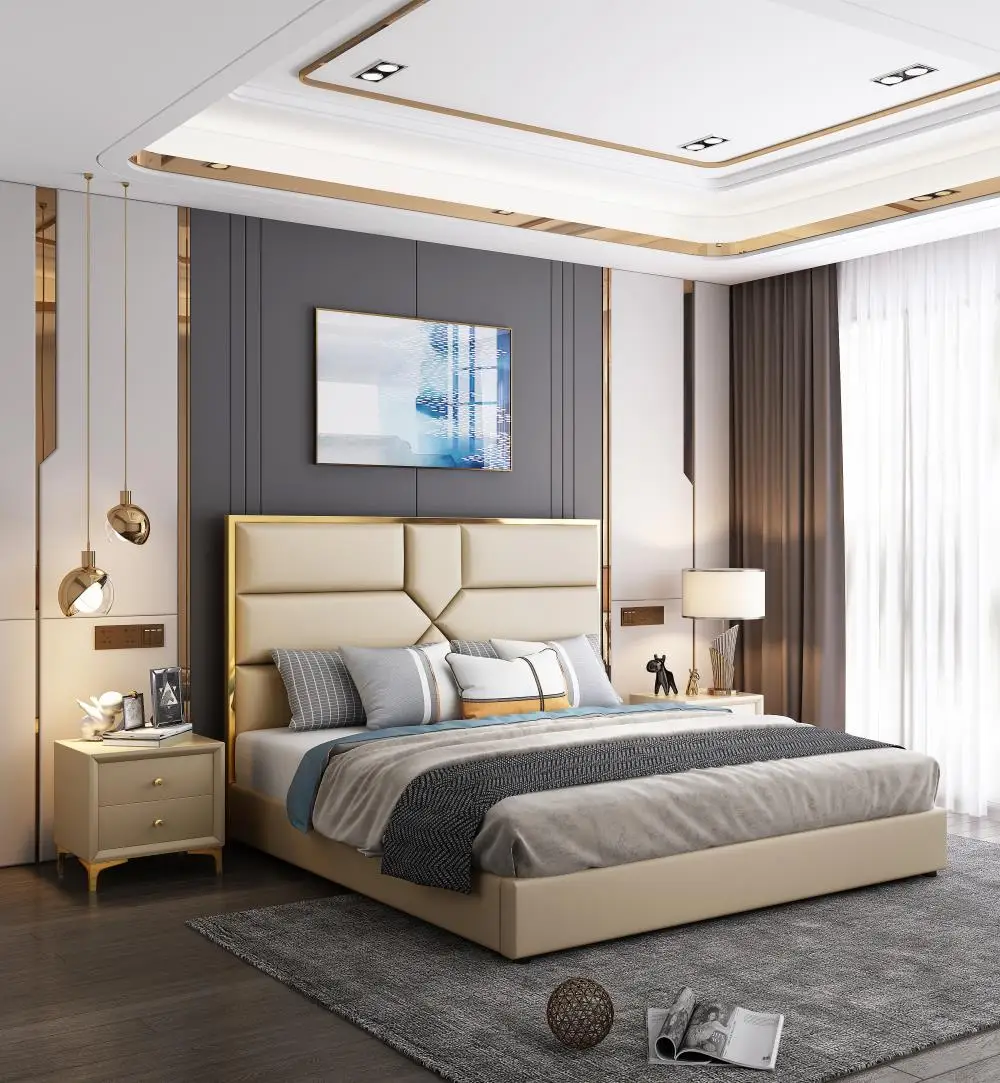 Итальянский дизайн, обивка, ткань для кровати, Королевский кровати, рама с изголовьем для продажи