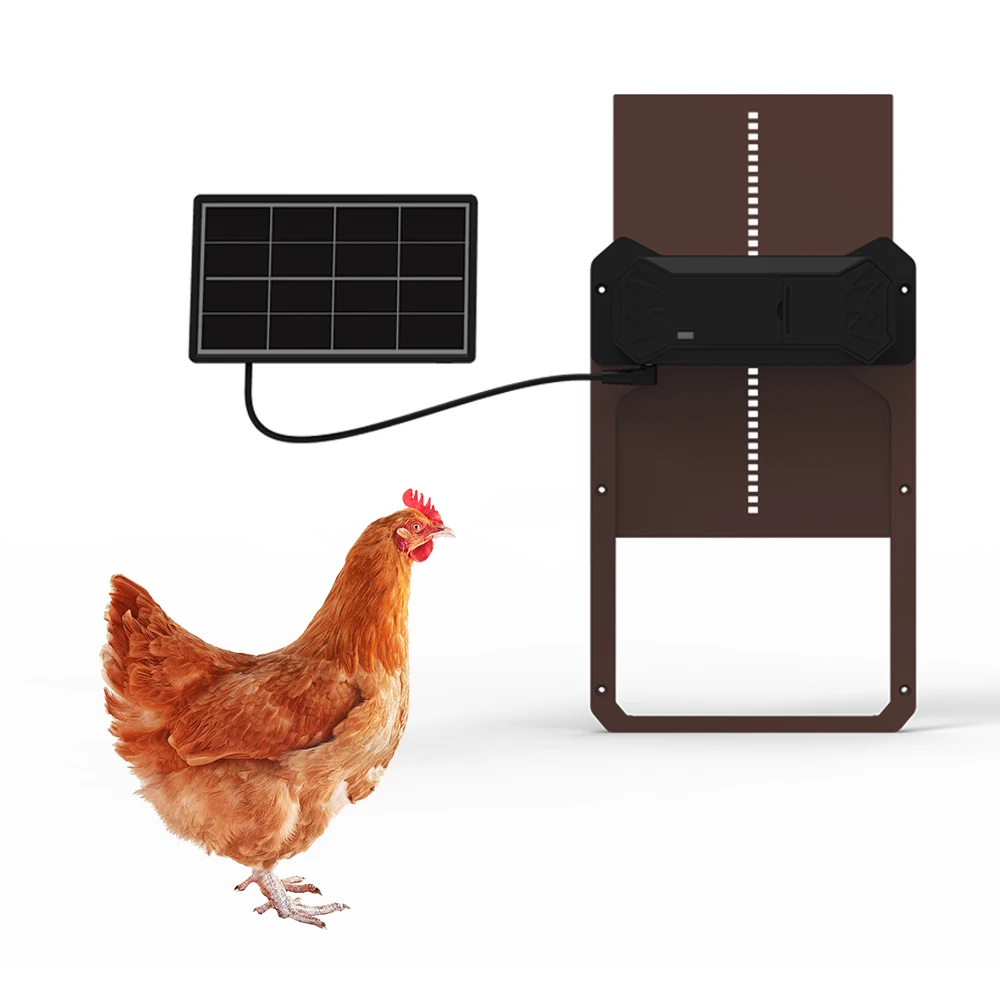 Водонепроницаемая пластиковая автоматическая дверь курятника с датчиком освещенности и защитой от дождя
