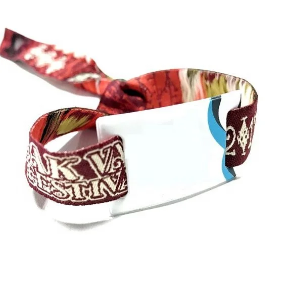 Custom Promotion  Rfid Iabel Tag Cheap Festival Event Wristband Satin Bracelet Nfc  Fabric Wristband