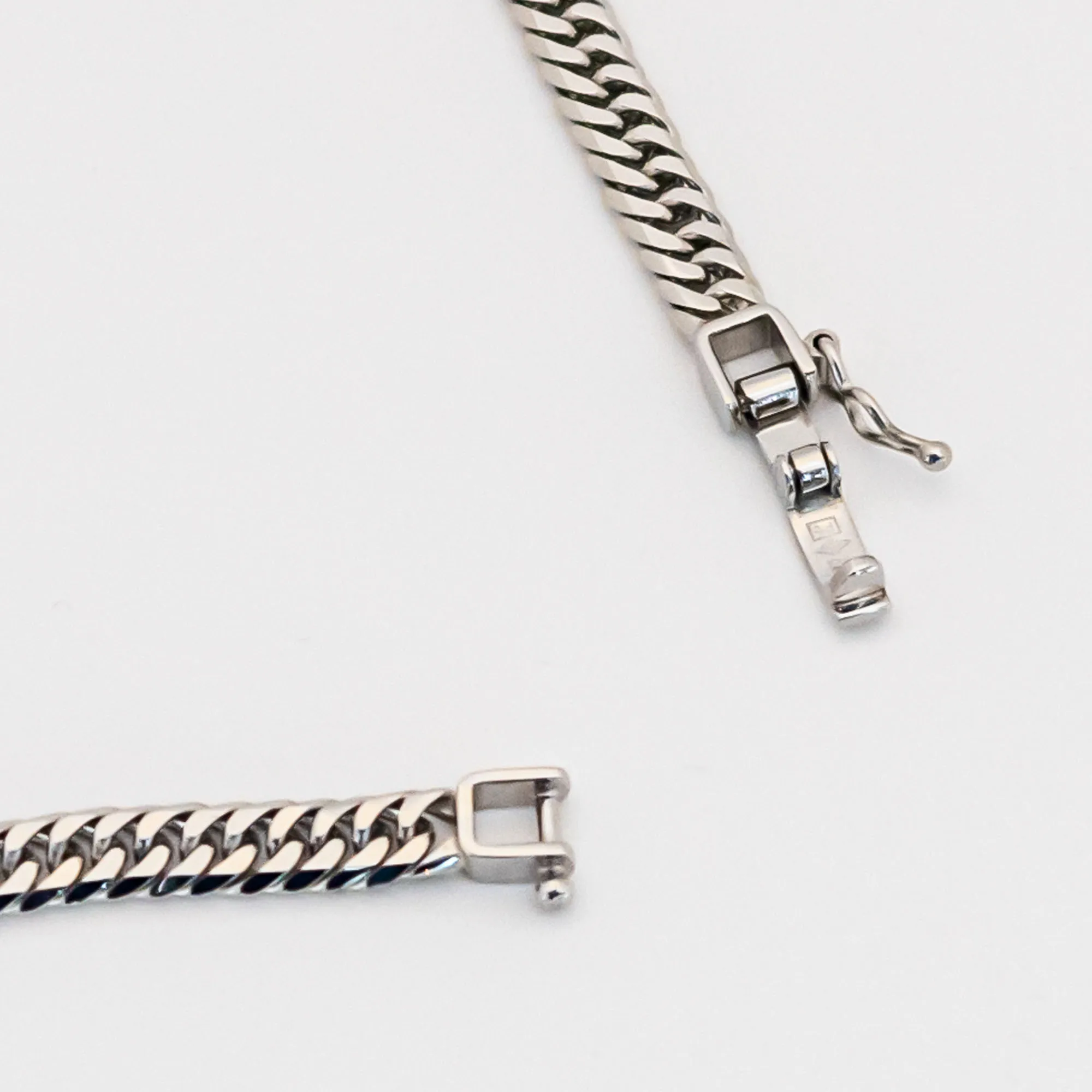 
Pt850 6 sides cut double curb chain 50cm 30g fine girls japanese necklace 