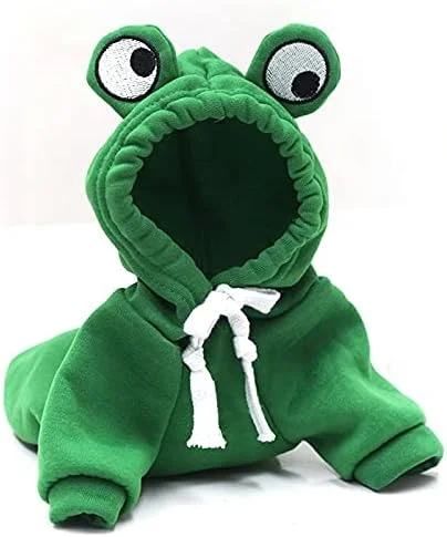 Dog Hoodie Basic Sweater Coat Cute  Frog Shape Warm Jacket Pet Cold Weather Clothes Outfit Outerwear for Cats Puppy Small Medium