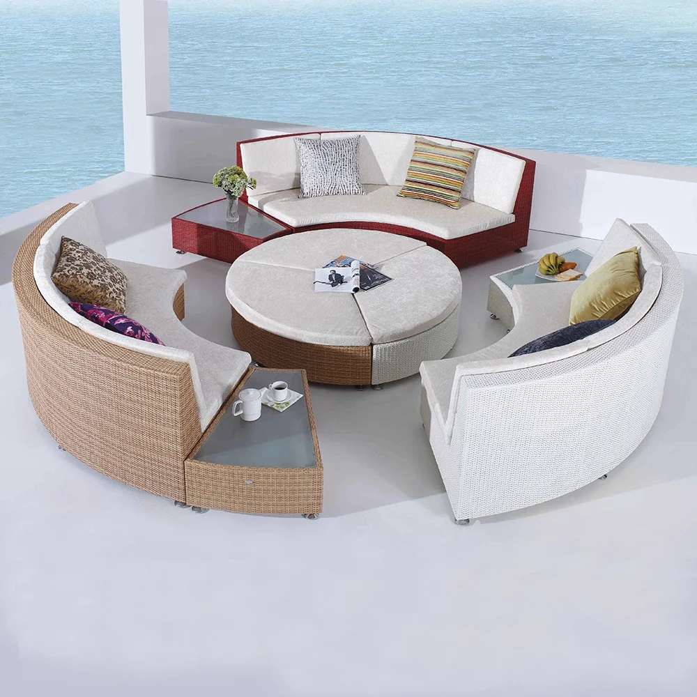 
Contemporary U Shape Large Rattan Sofa Sectional Outdoor Wicker Curved Sofas Outdoor Furniture S214 
