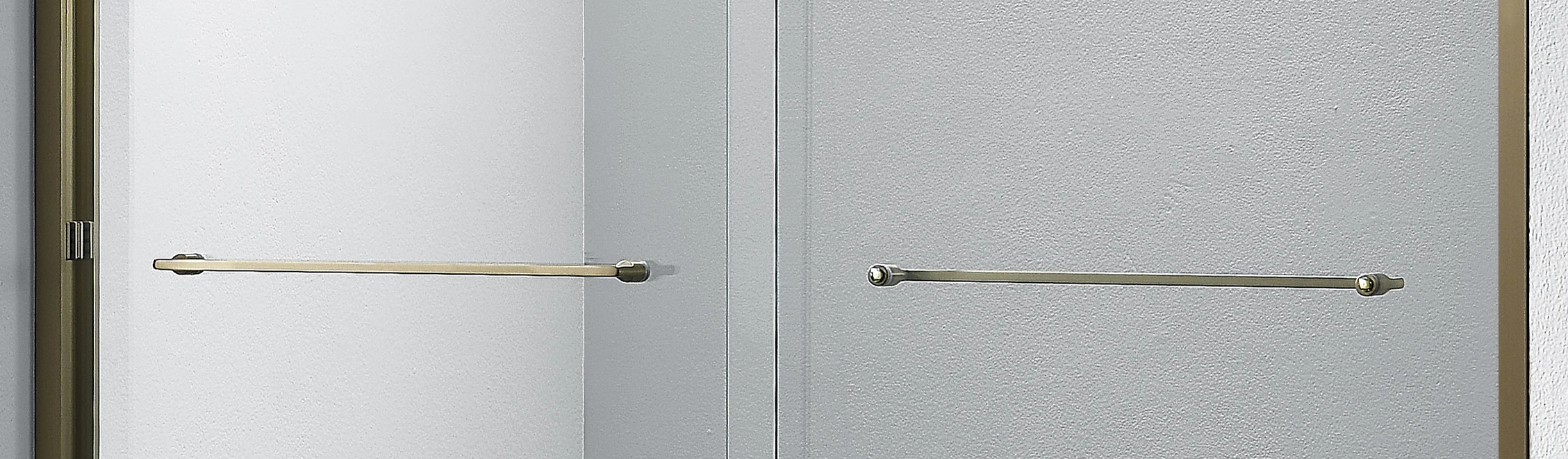 Champagne golden stainless steel safe tempered glass double sliding bath shower door with buffer