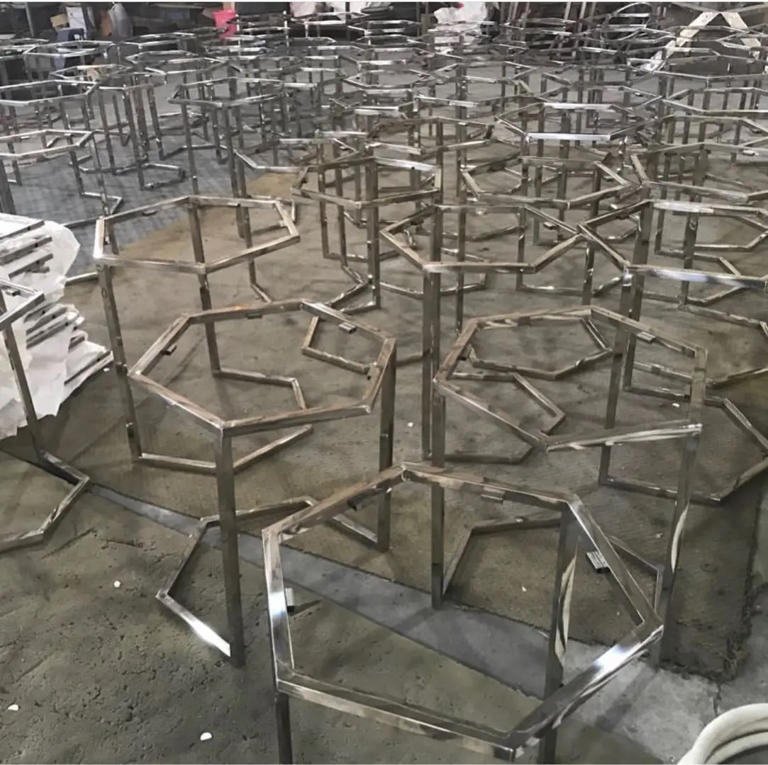 Contemporary Stackable Nesting Table Luxury Gold Stainless Steel Glass Coffee Table