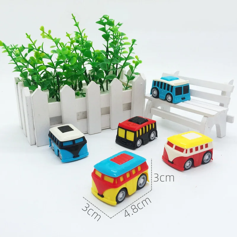 2024 New Kids Mini Classic Vintage Bus Car Model Desktop Car Decoration Gifts Toy Diecast Pull Back Inertia Cars