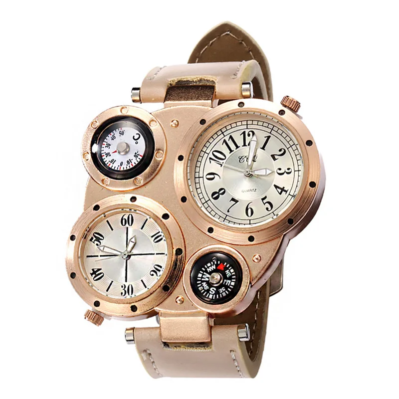 WJ-5281 multifunction water resistant double movement with compass personality newest men watch