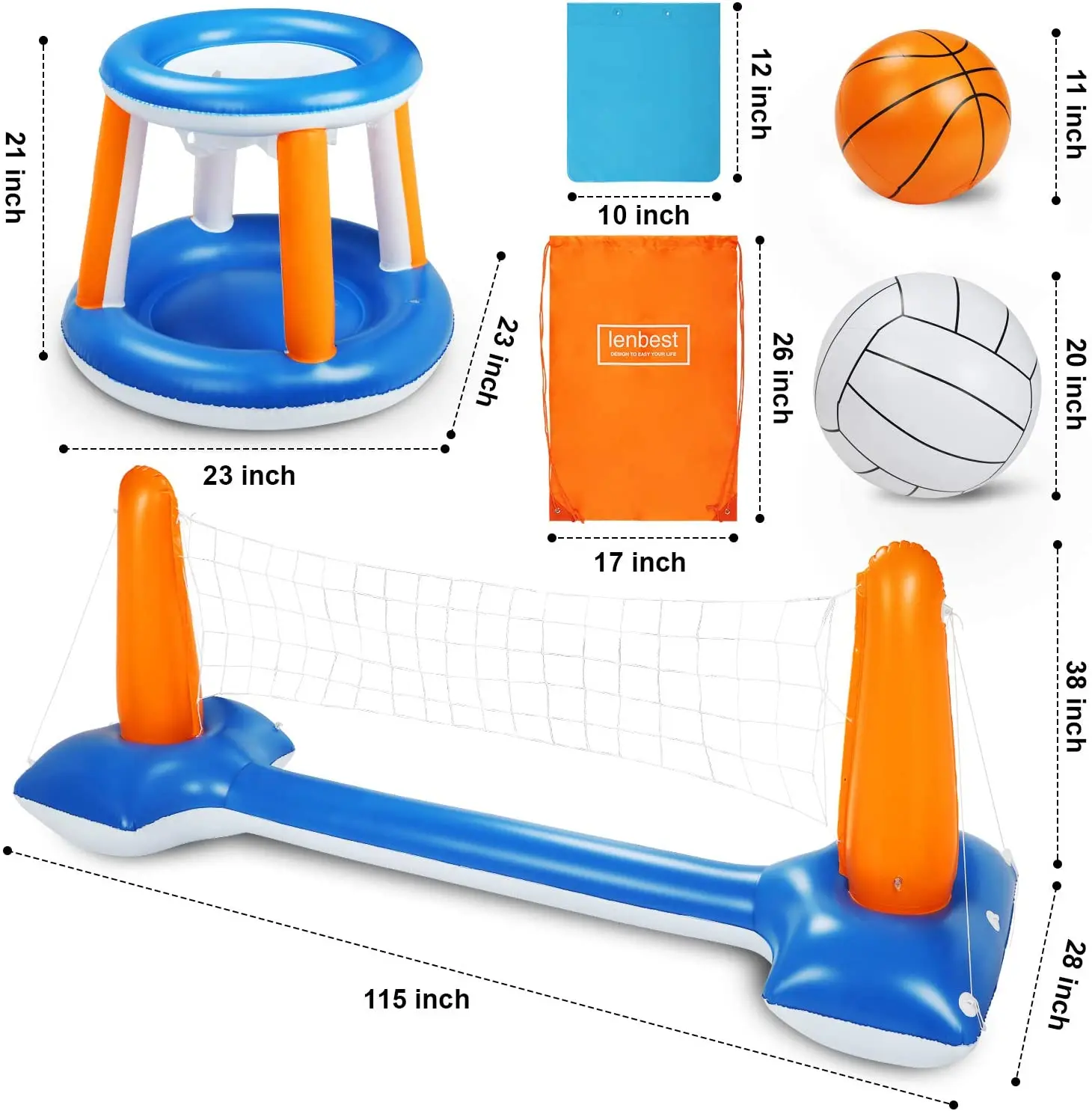 summer Basketball Hoops Float Set Swimming Water Pool Toys With Volleyball Net For Kids And Adult Inflatable Pool Games
