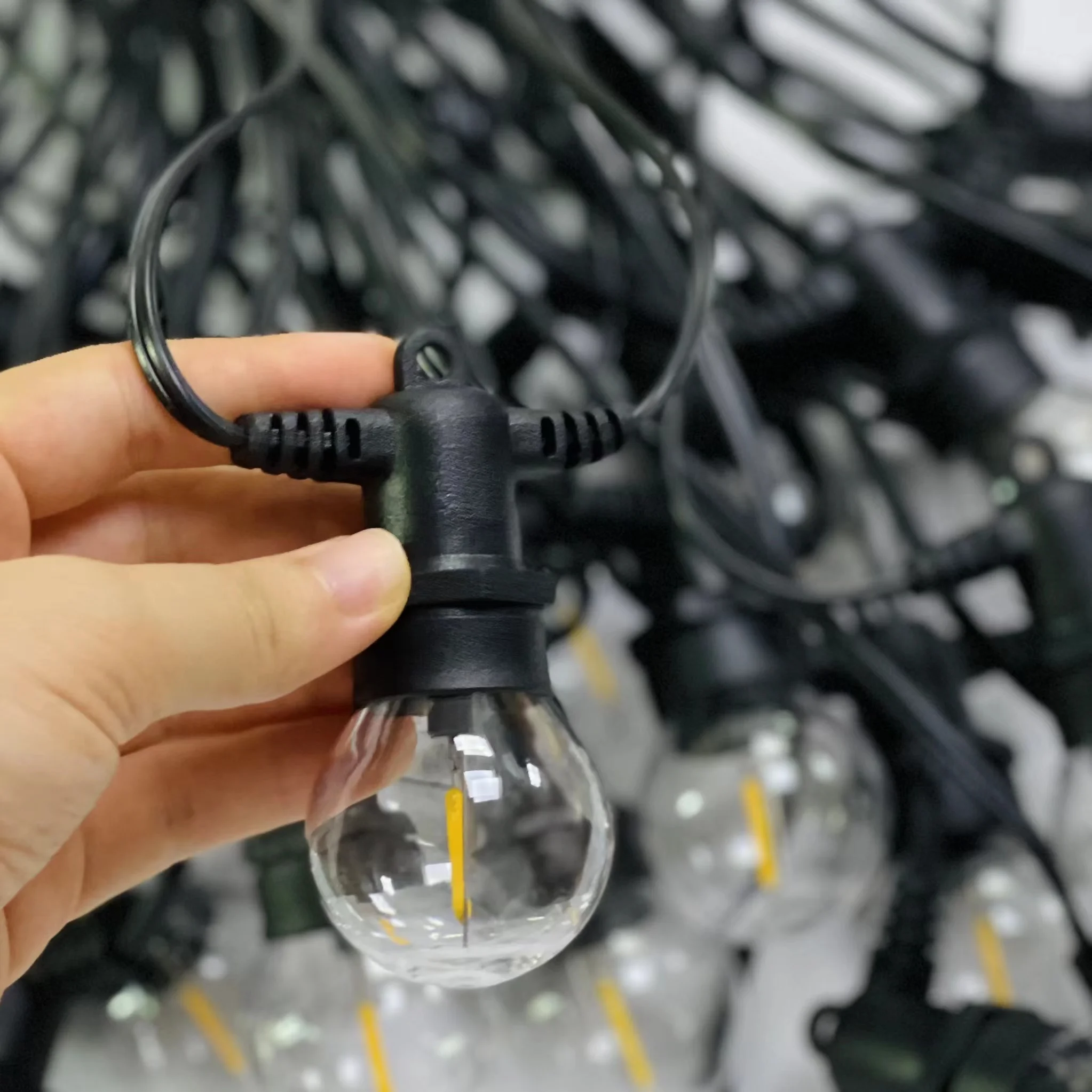 outdoor IP65 waterproof 2*1.5mm copper wire flat rubber cable E27 festoon string light