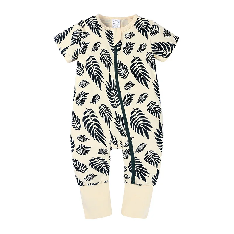 Summer Short Sleeve Newborn 8 Months Baby New Born Girl Boy Clothes Bamboo Zipper Neutral Romper