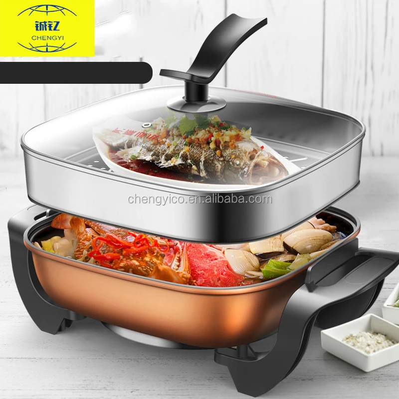 
Square Electric Skillet Hot Pot for Home Use 