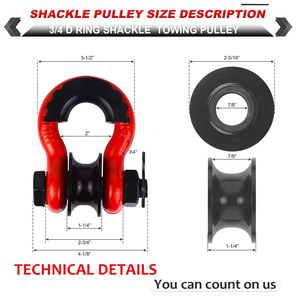 Carbon Steel Us Type Heavy Duty Shackle Type Electric Winch Capstan Fitting D Ring Roller Shackle Snatch Pulley Block For Pulley